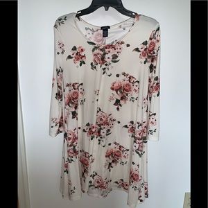 White with Roses Swing Dress